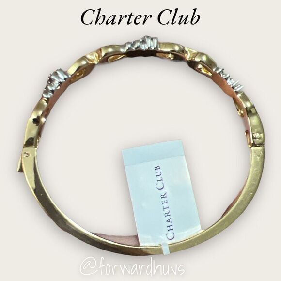 Charter Club Gold Tone Rhinestone Hinge Bracelet - Picture 3 of 10